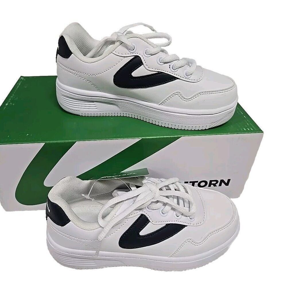 TRETORN Nylite Lace-Up Sneakers White Navy Eco Ortholite Insole KIDS Size 13 NEW